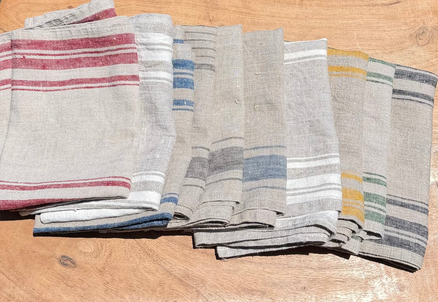Linen Kitchen Towel- NATURAL WITH WHITE STRIPES