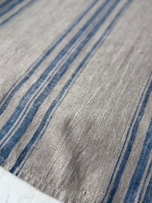 Linen Kitchen Towel- NATURAL WITH BLUE STRIPES