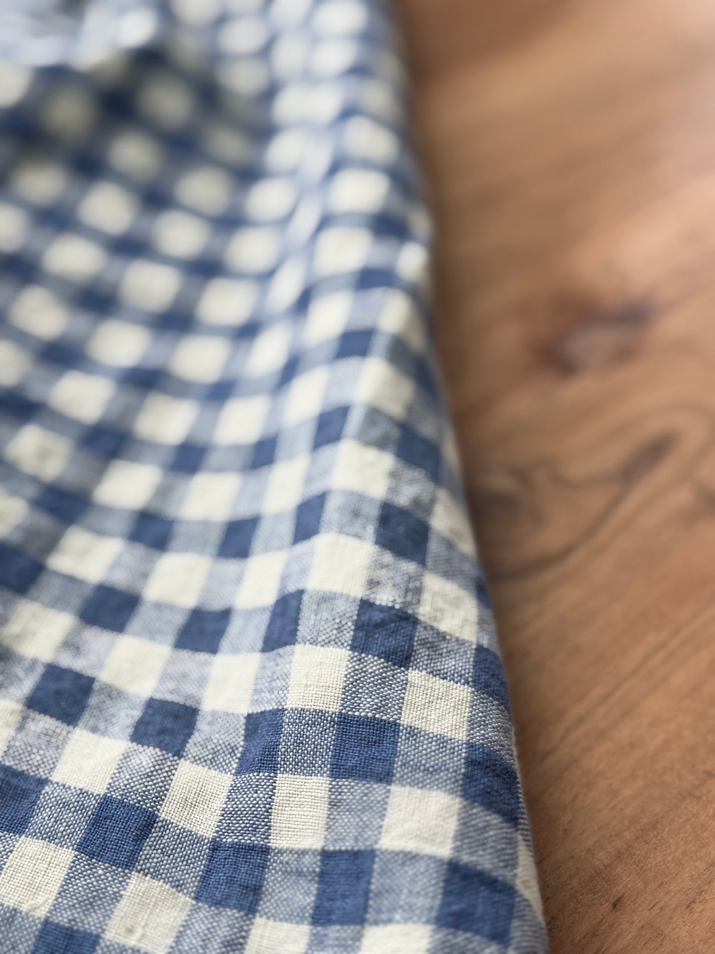 Smooth Linen Napkin- CORNFLOWER BLUE AND SOFT WHITE GINGHAM
