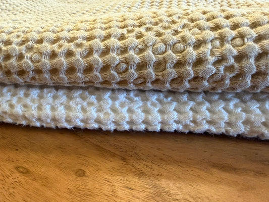 Waffle Bath Towel -Beige