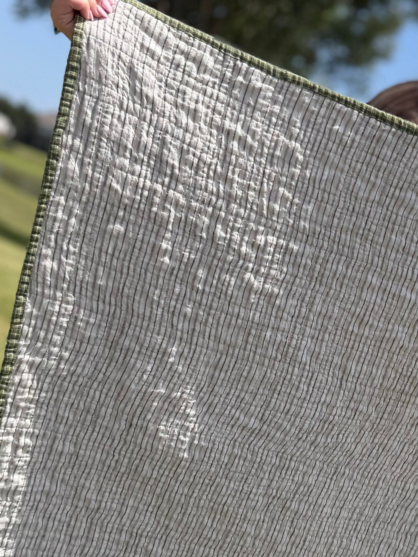 Irish Chain Linen Baby Keepsake Quilt