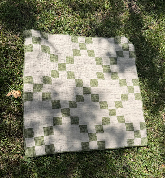 Irish Chain Linen Baby Keepsake Quilt