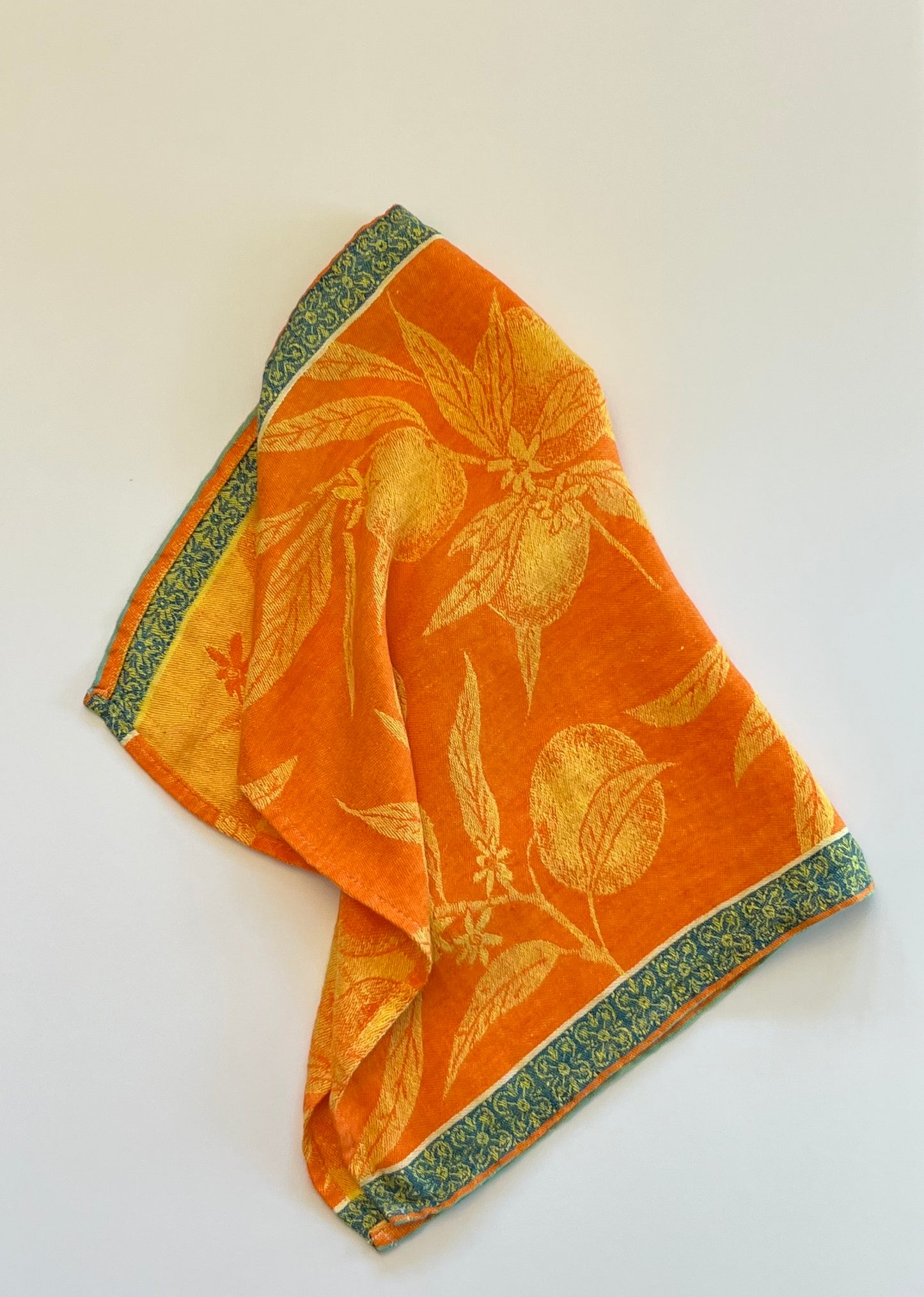 Linen Kitchen Towel- ORANGE JACQUARD WITH ORANGES