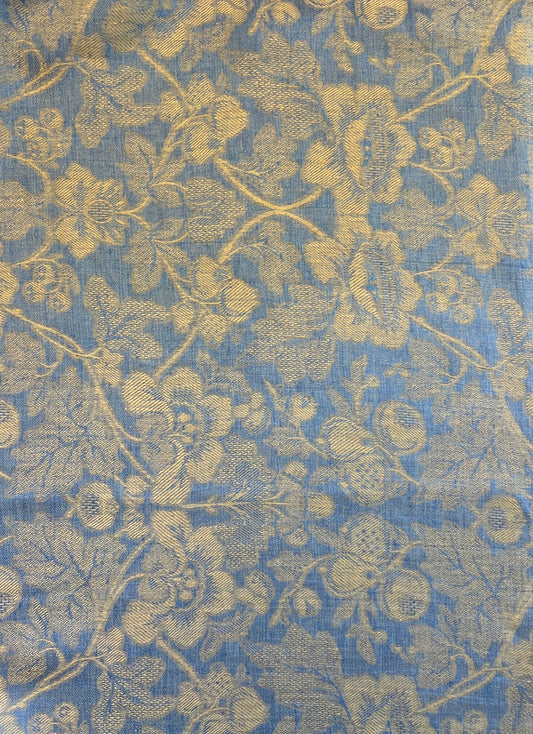 Linen Kitchen Towel- NATURAL WITH BLUE JACQUARD