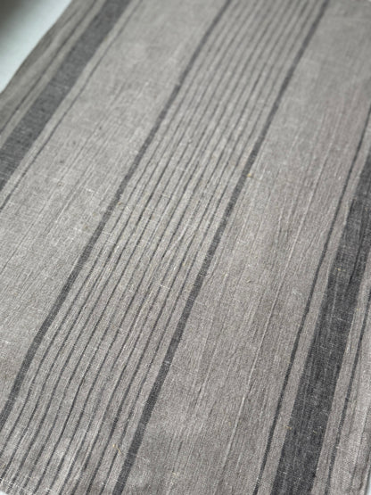 Linen Kitchen Towel- NATURAL WITH MULTI CHARCOAL STRIPES