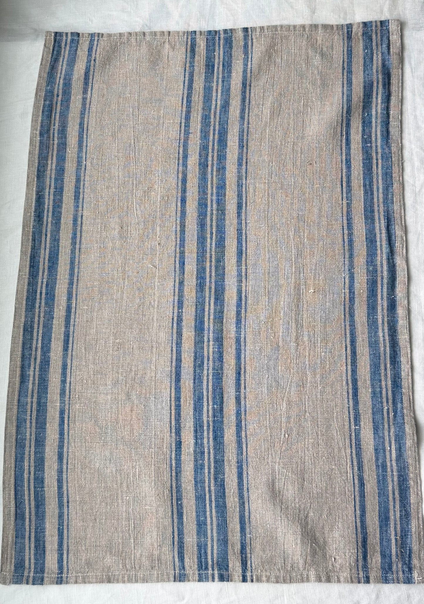 Linen Kitchen Towel- NATURAL WITH BLUE STRIPES