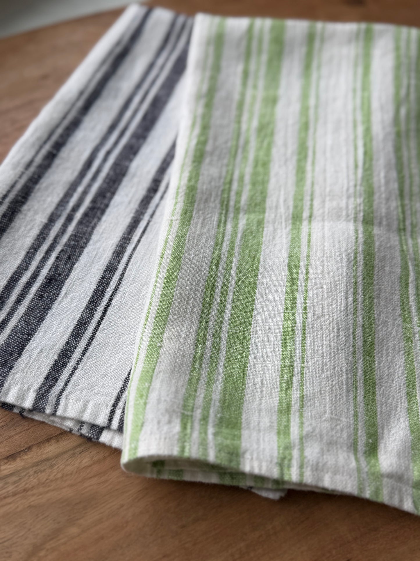 Linen Kitchen Towel- WHITE WITH BLACK STRIPES
