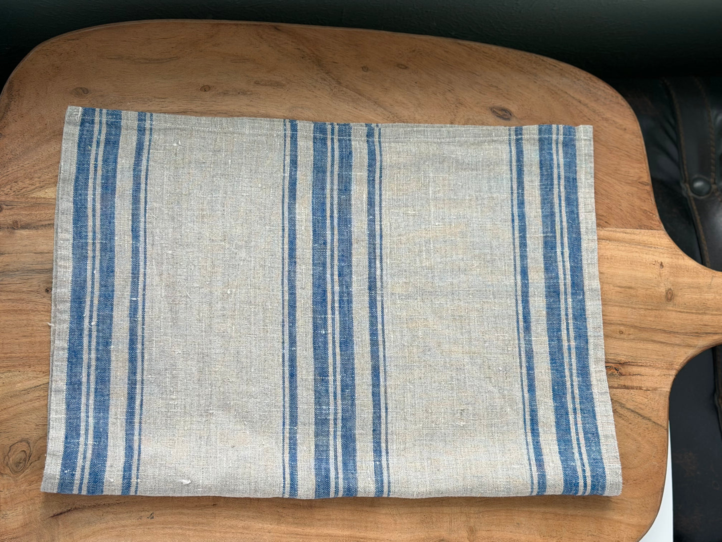 Linen Kitchen Towel- NATURAL WITH BLUE STRIPES