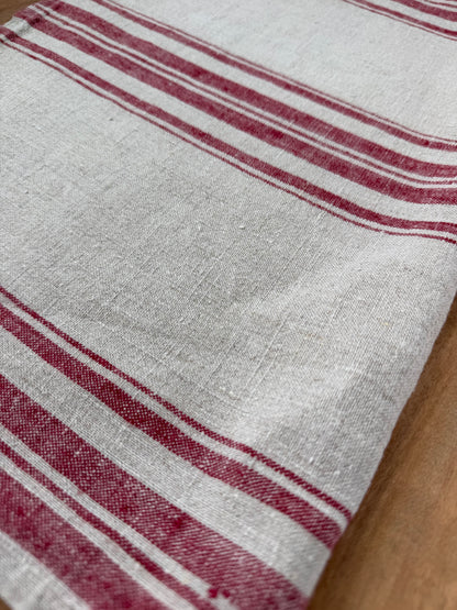 Linen Kitchen Towel- NATURAL WITH RED STRIPES