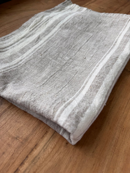 Linen Kitchen Towel- NATURAL WITH WHITE STRIPES