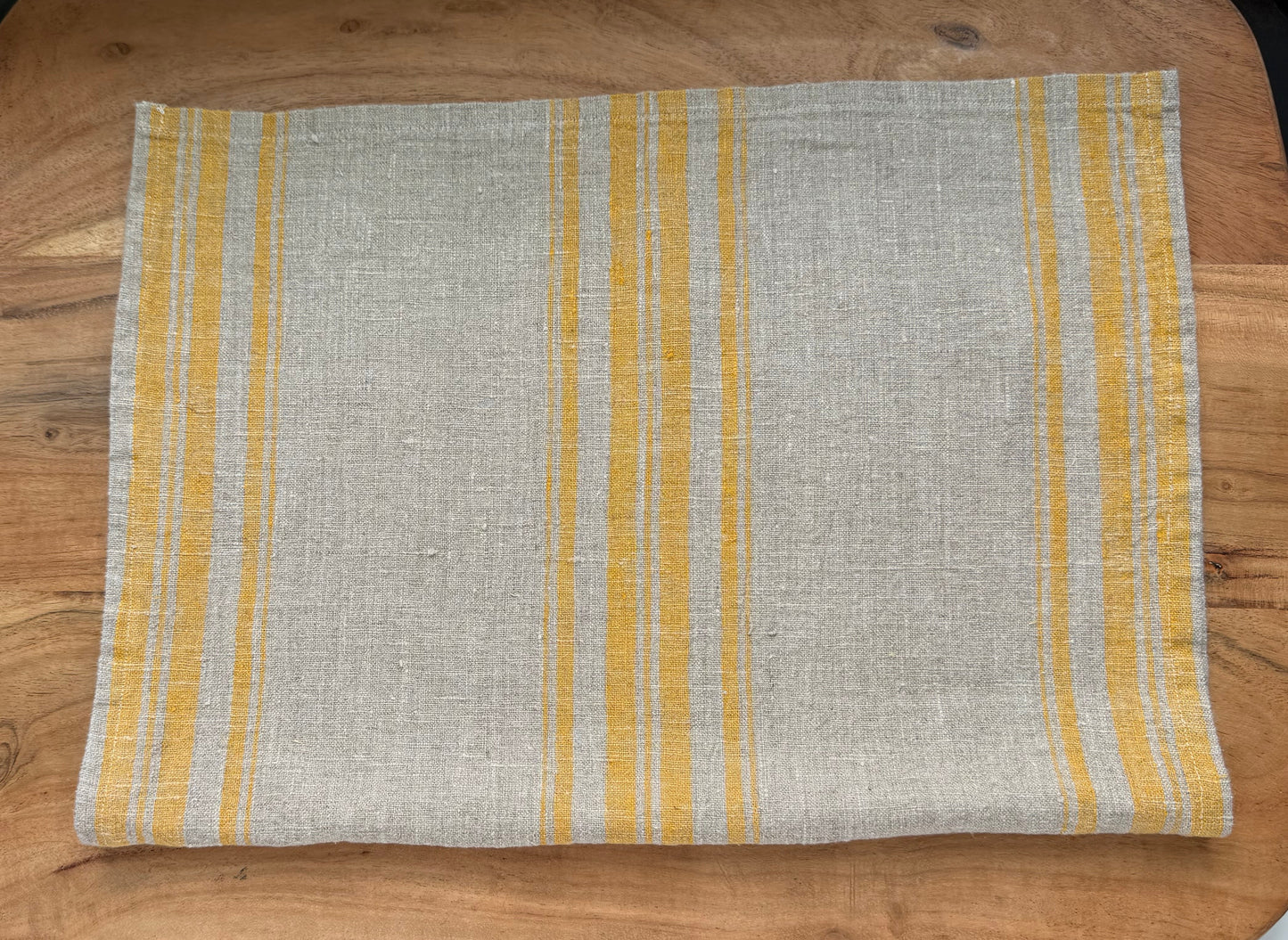 Linen Kitchen Towel-NATURAL WITH YELLOW/GOLD STRIPES