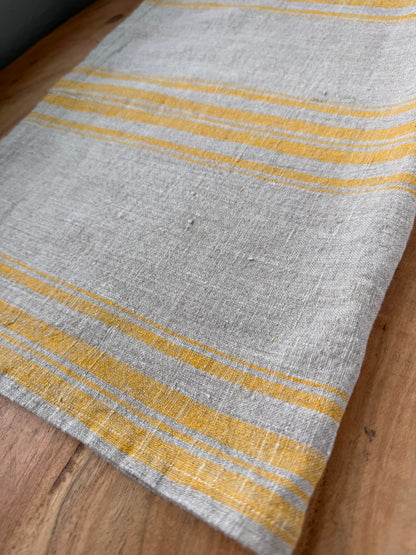 Linen Kitchen Towel-NATURAL WITH YELLOW/GOLD STRIPES