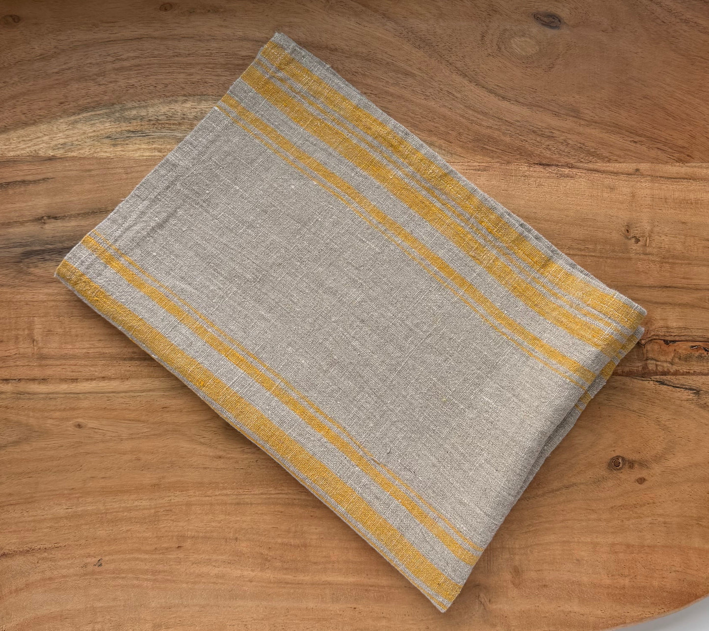 Linen Kitchen Towel-NATURAL WITH YELLOW/GOLD STRIPES