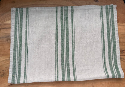 Linen Kitchen Towel-NATURAL WITH SAGE STRIPES
