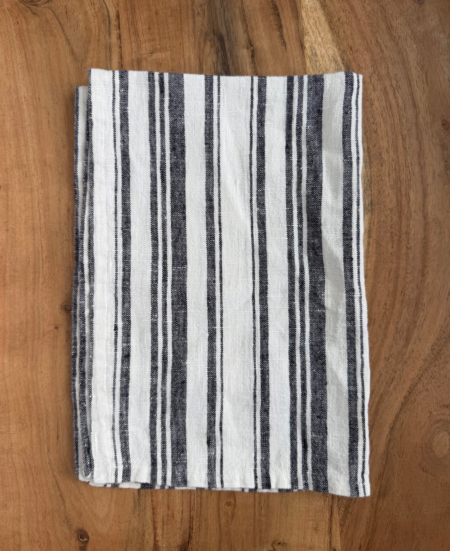 Linen Kitchen Towel- WHITE WITH YELLOW STRIPES