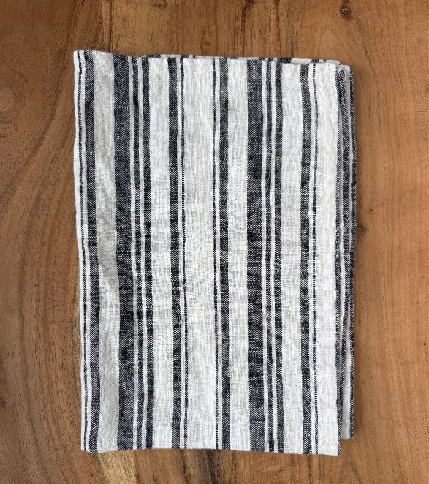 Linen Kitchen Towel- WHITE WITH BLACK STRIPES