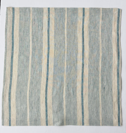 Smooth Linen Napkin- Cream with Blue Stripes