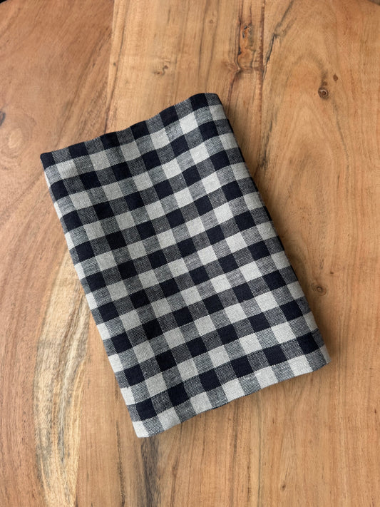 Smooth Linen Napkin- BLACK AND NATURAL/BEIGE GINGHAM