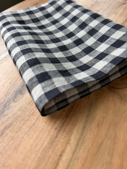Smooth Linen Napkin- BLACK AND NATURAL/BEIGE GINGHAM