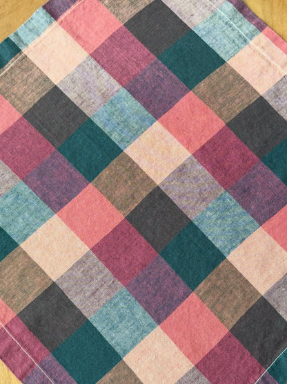 Smooth Linen Napkin- Large check -TEAL, RASPBERRY PINK, PEACH, AND WINE RED