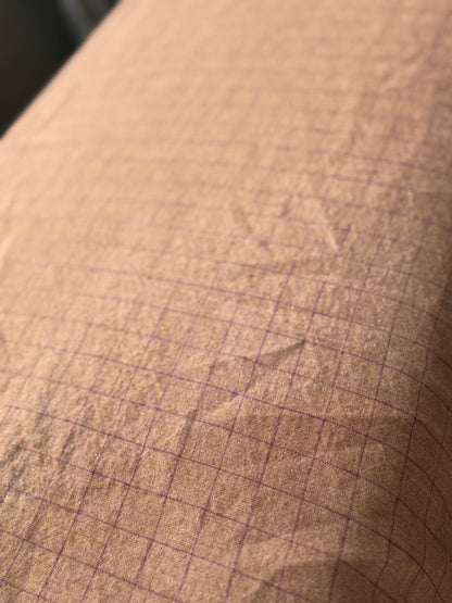 Smooth Linen Napkin- CARMEL WITH BURGUNDY CHECK