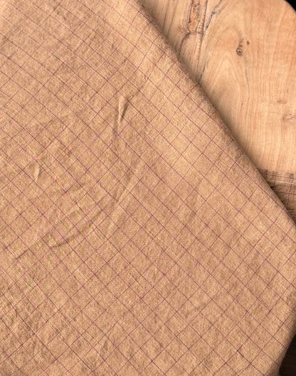 Smooth Linen Napkin- CARMEL WITH BURGUNDY CHECK