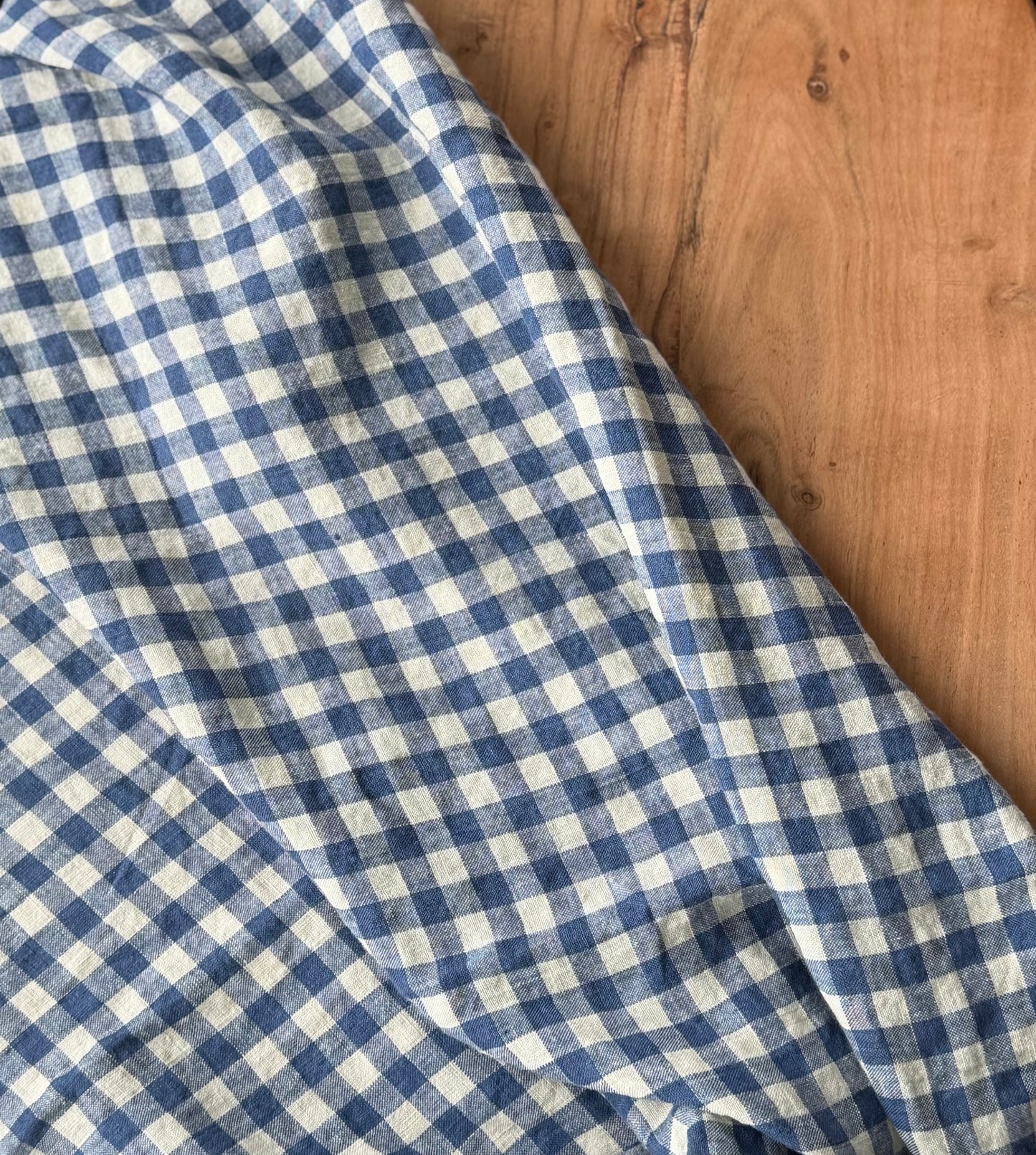 Smooth Linen Napkin- CORNFLOWER BLUE AND SOFT WHITE GINGHAM