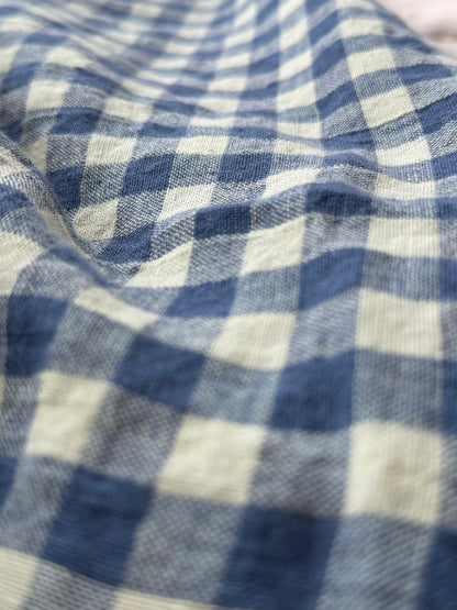 Smooth Linen Napkin- CORNFLOWER BLUE AND SOFT WHITE GINGHAM