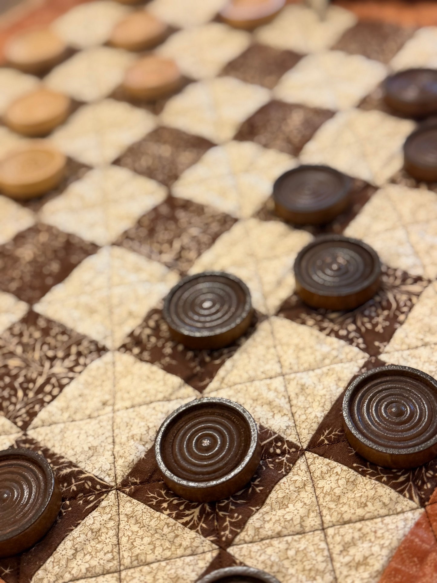 Quilted Checkers and Tic-Tac-Toe game set