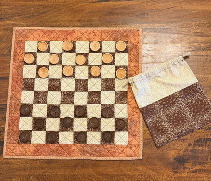 Quilted Checkers and Tic-Tac-Toe game set