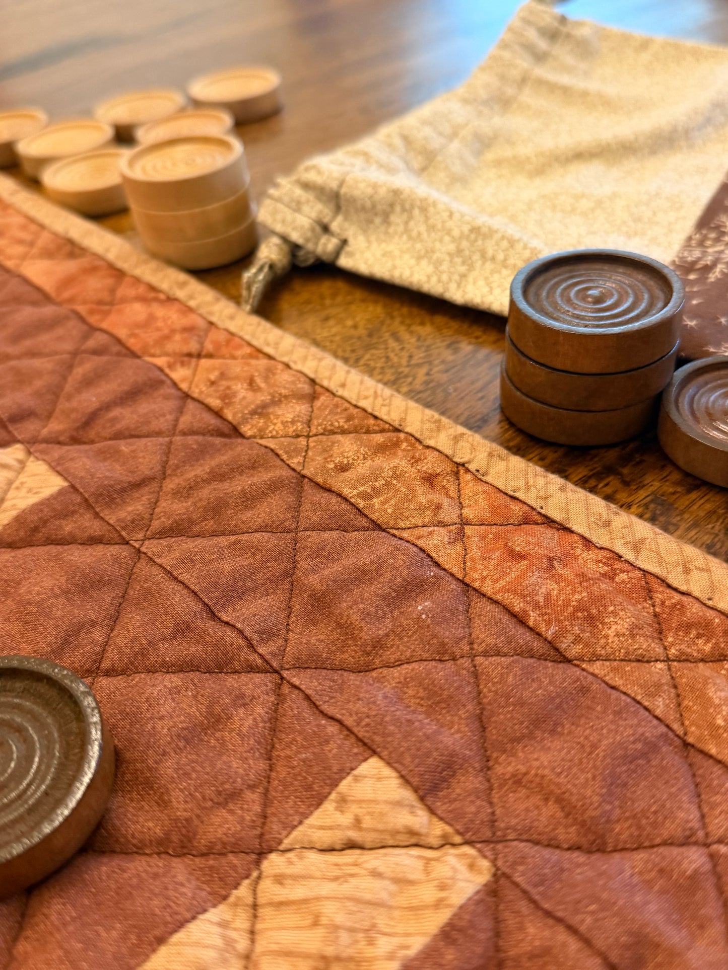 Quilted Checkers and Tic-Tac-Toe game set