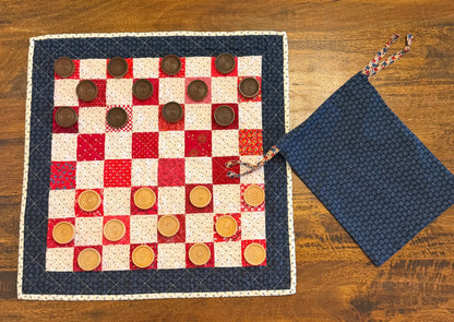 Quilted Checkers and Tic-Tac-Toe game set