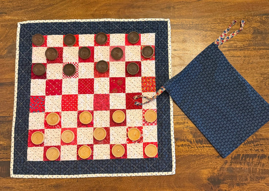 Quilted Checkers and Tic-Tac-Toe game set