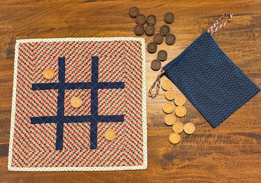 Quilted Checkers and Tic-Tac-Toe game set