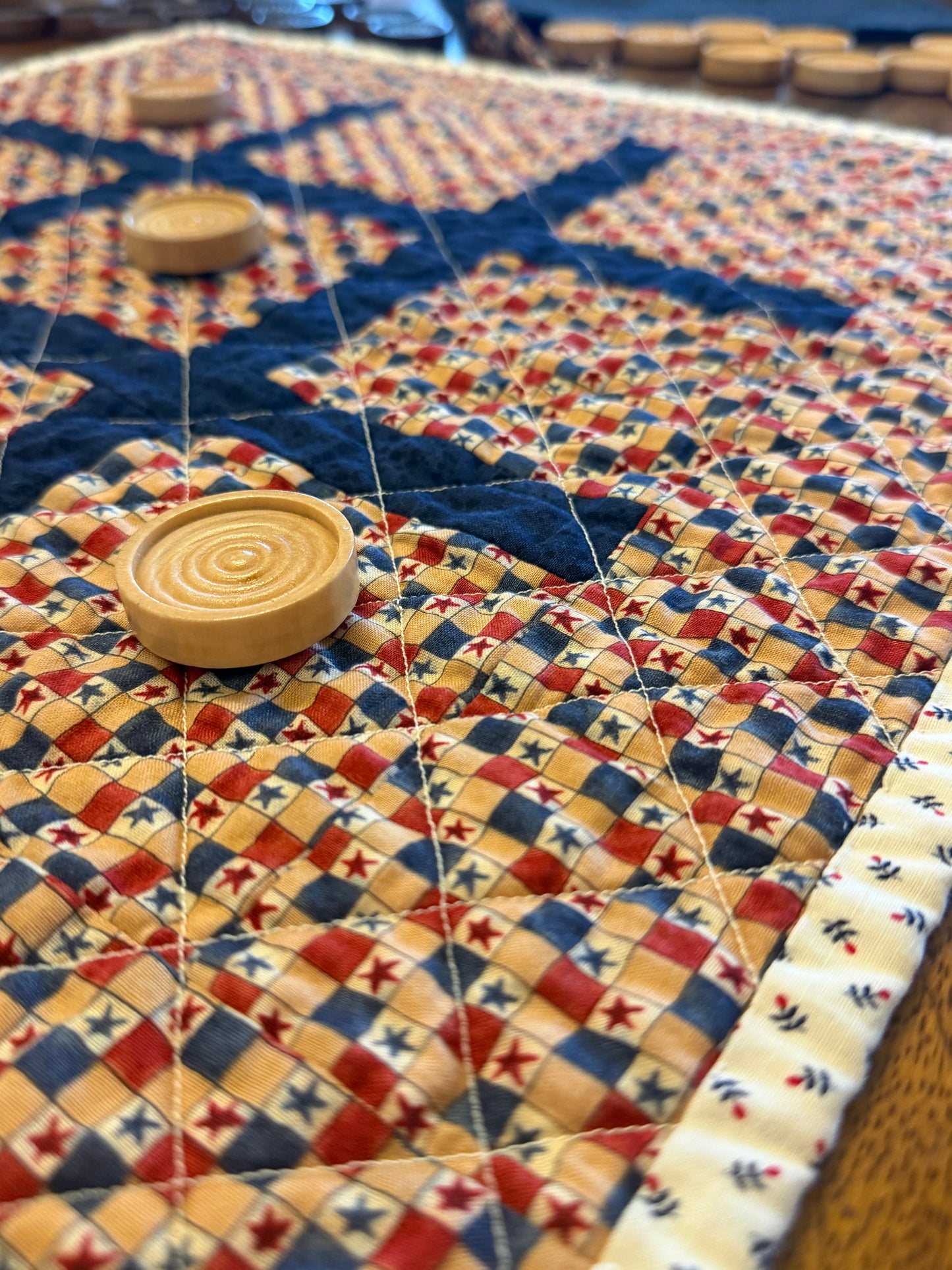 Quilted Checkers and Tic-Tac-Toe game set
