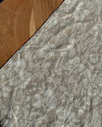 Linen Kitchen Towel- NATURAL WITH WHITE JACQUARD