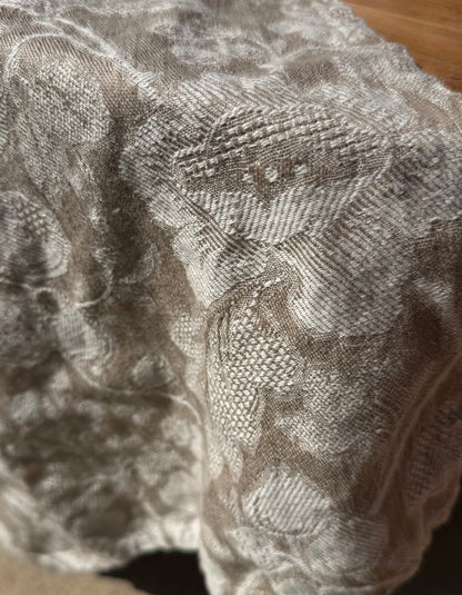 Linen Kitchen Towel- NATURAL WITH WHITE JACQUARD