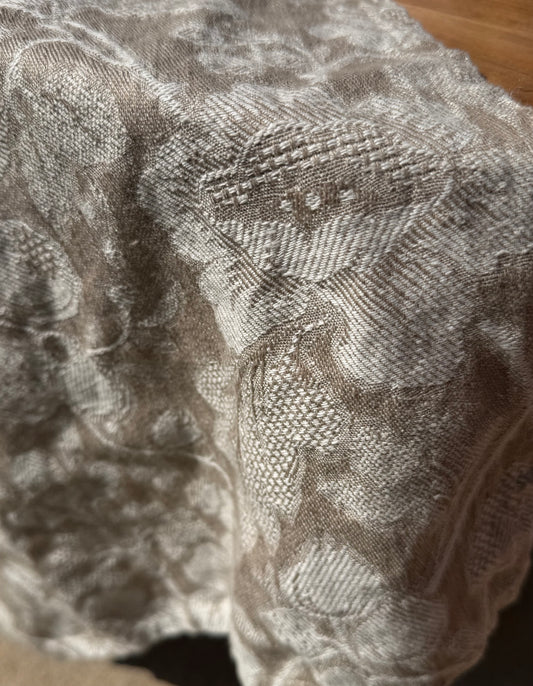 Linen Kitchen Towel- NATURAL WITH WHITE JACQUARD
