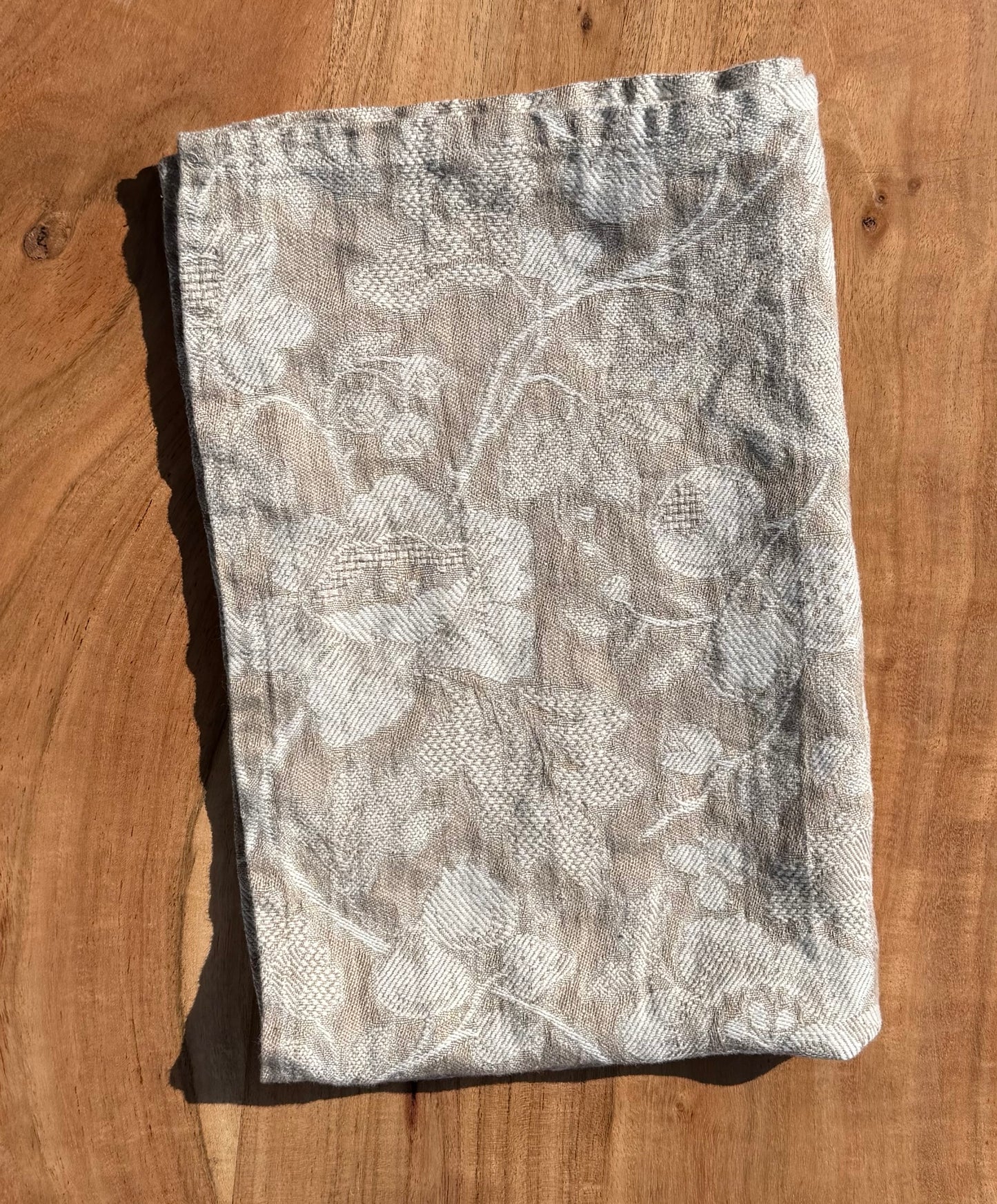 Linen Kitchen Towel- NATURAL WITH WHITE JACQUARD