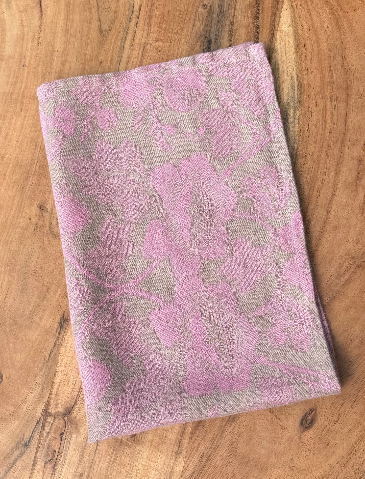 Linen Kitchen Towel- NATURAL WITH BLUE JACQUARD