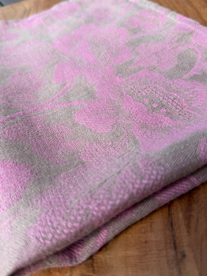 Linen Kitchen Towel- NATURAL WITH PINK JACQUARD