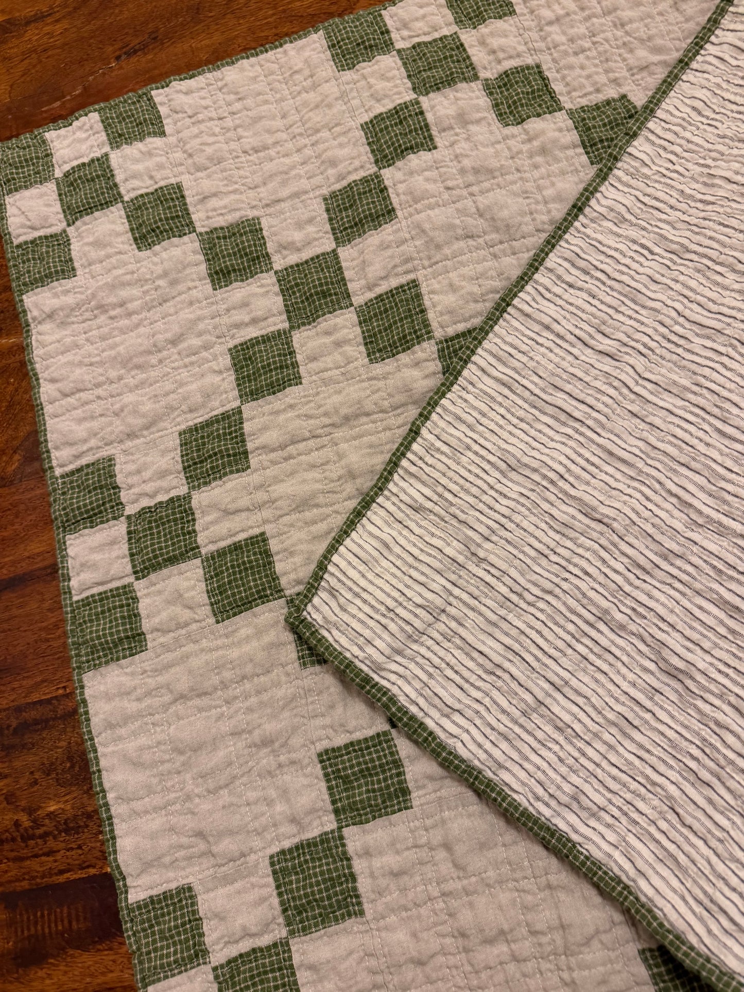 Irish Chain Linen Baby Keepsake Quilt