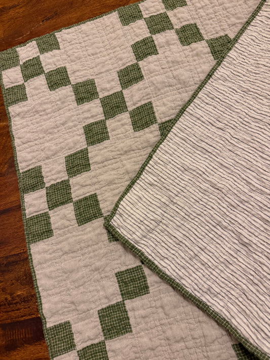 Irish Chain Linen Baby Keepsake Quilt
