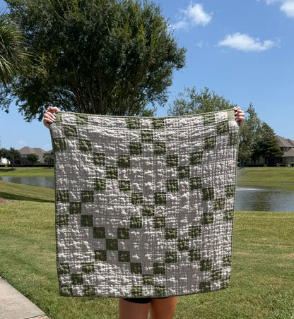Irish Chain Linen Baby Keepsake Quilt