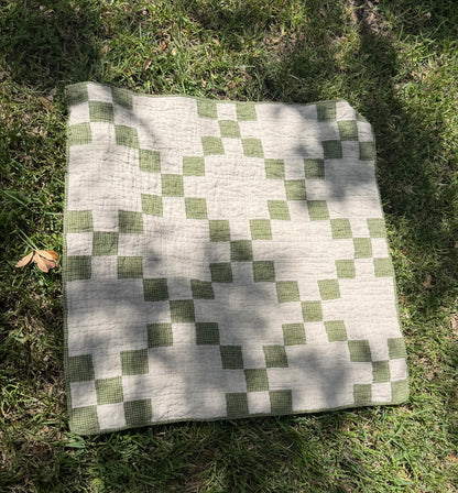 Irish Chain Linen Baby Keepsake Quilt